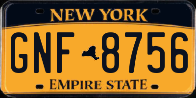 NY license plate GNF8756