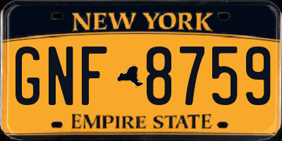 NY license plate GNF8759