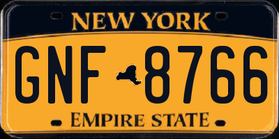 NY license plate GNF8766