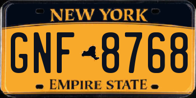 NY license plate GNF8768