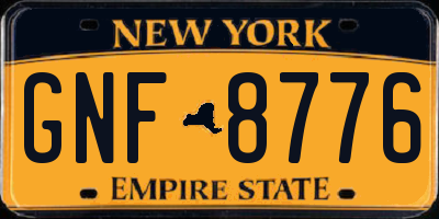 NY license plate GNF8776
