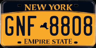 NY license plate GNF8808