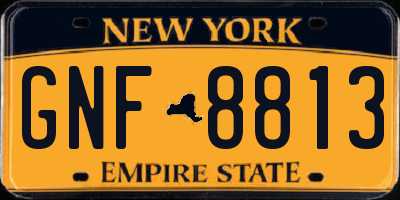 NY license plate GNF8813