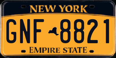 NY license plate GNF8821