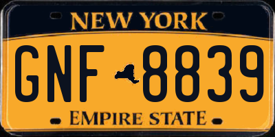 NY license plate GNF8839