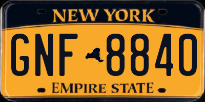 NY license plate GNF8840