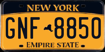 NY license plate GNF8850