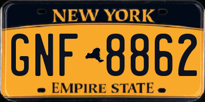 NY license plate GNF8862