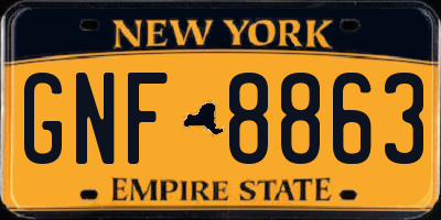 NY license plate GNF8863