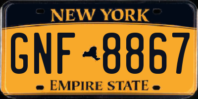NY license plate GNF8867