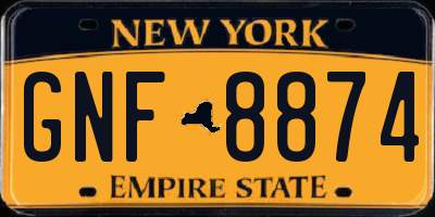 NY license plate GNF8874