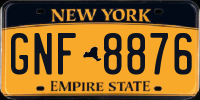 NY license plate GNF8876