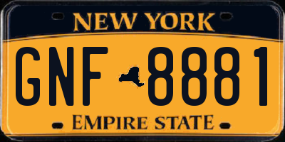 NY license plate GNF8881