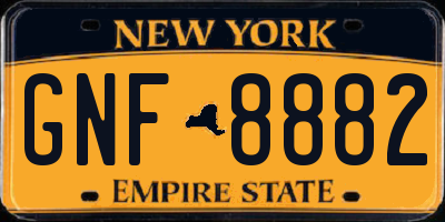 NY license plate GNF8882