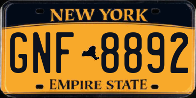 NY license plate GNF8892
