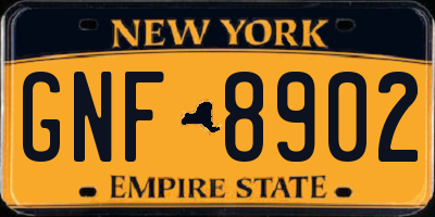 NY license plate GNF8902