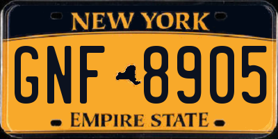 NY license plate GNF8905