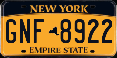 NY license plate GNF8922