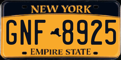 NY license plate GNF8925