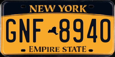 NY license plate GNF8940