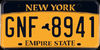 NY license plate GNF8941