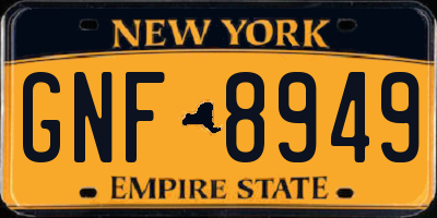 NY license plate GNF8949