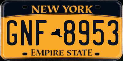 NY license plate GNF8953