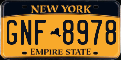 NY license plate GNF8978