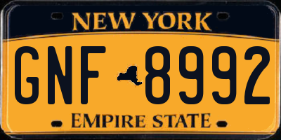 NY license plate GNF8992