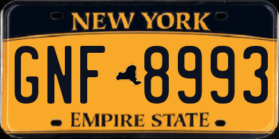 NY license plate GNF8993