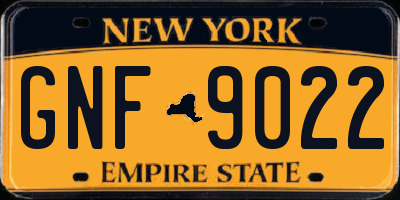 NY license plate GNF9022