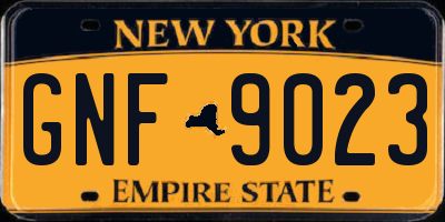 NY license plate GNF9023