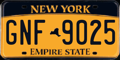 NY license plate GNF9025