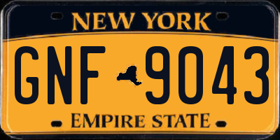 NY license plate GNF9043