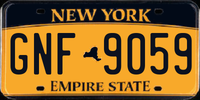 NY license plate GNF9059