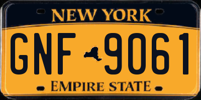 NY license plate GNF9061