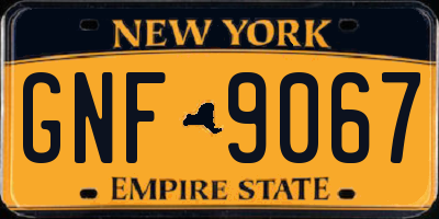 NY license plate GNF9067