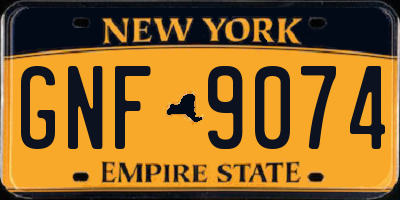 NY license plate GNF9074