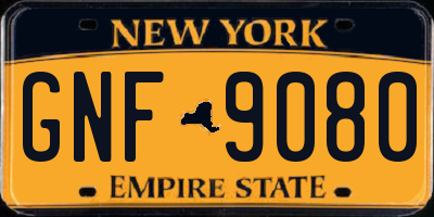 NY license plate GNF9080