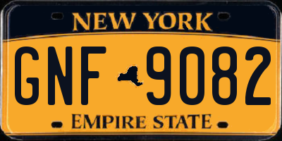 NY license plate GNF9082