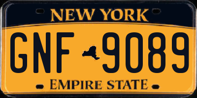 NY license plate GNF9089