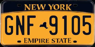NY license plate GNF9105