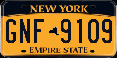 NY license plate GNF9109