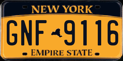 NY license plate GNF9116