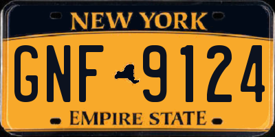 NY license plate GNF9124