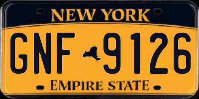 NY license plate GNF9126