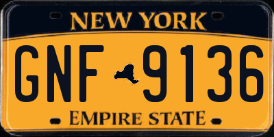 NY license plate GNF9136