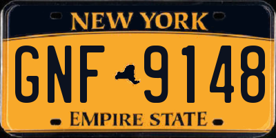 NY license plate GNF9148