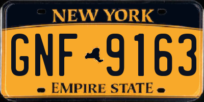 NY license plate GNF9163