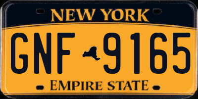 NY license plate GNF9165